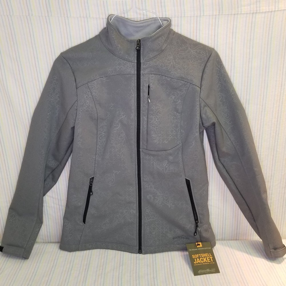 NWT Eddie Bauer Women's M Gray "Cinder" Damask Pattern Jacket Rare Htf